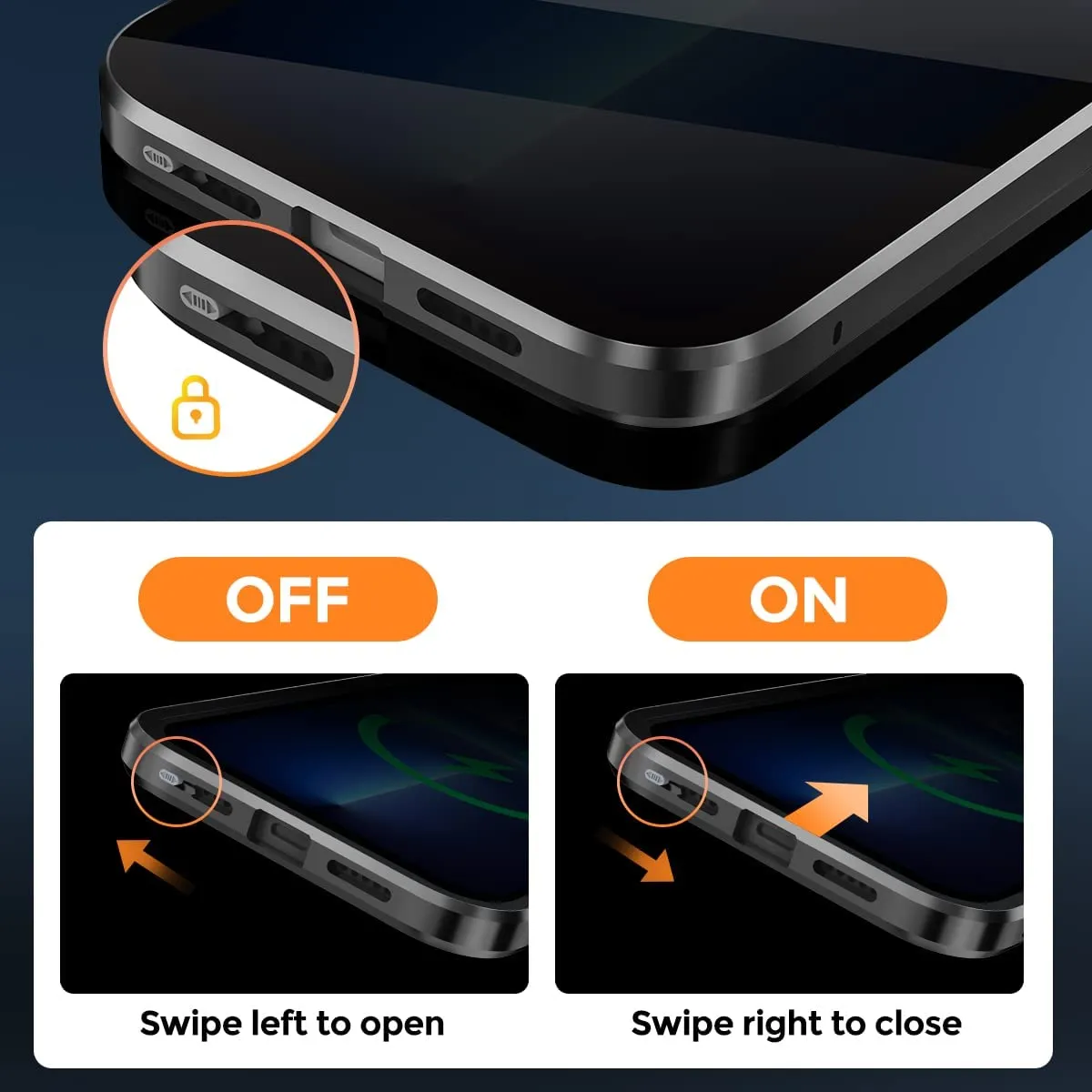 Magnetic Case iPhone 14 Pro Anti-Peeping Screen Protector Glass Privacy Case Black