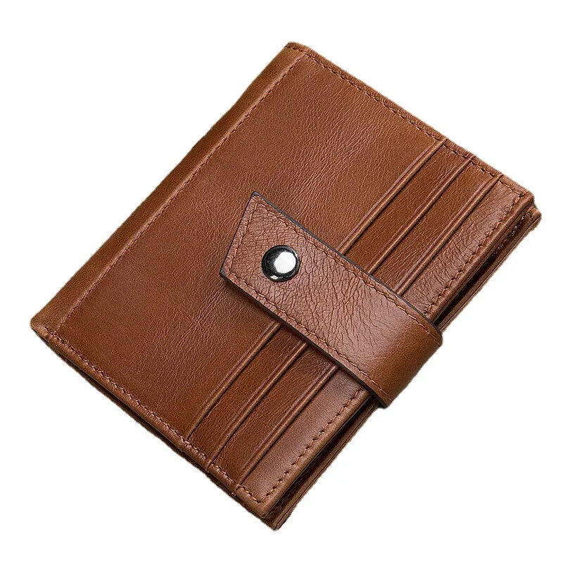 Men Genuine Leather RFID Blocking Anti-theft Multi-slot Card Case Card Holder Wallet