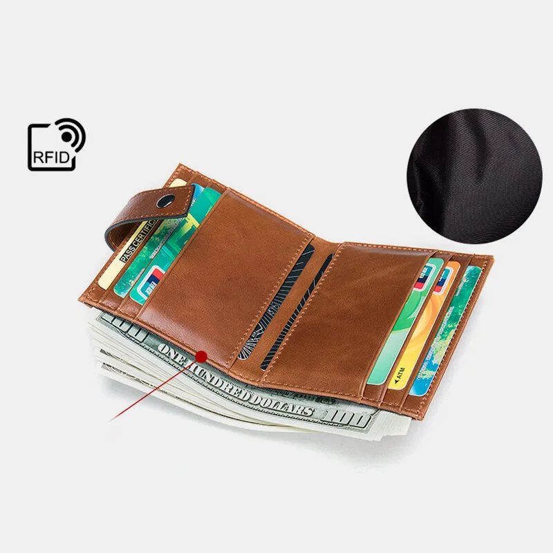 Men Genuine Leather RFID Blocking Anti-theft Multi-slot Card Case Card Holder Wallet