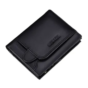 Men Genuine Leather Vintage Multi-Card Slots RFID Anti-Theft Short Money Clip Card Holder Wallet Coin Purse