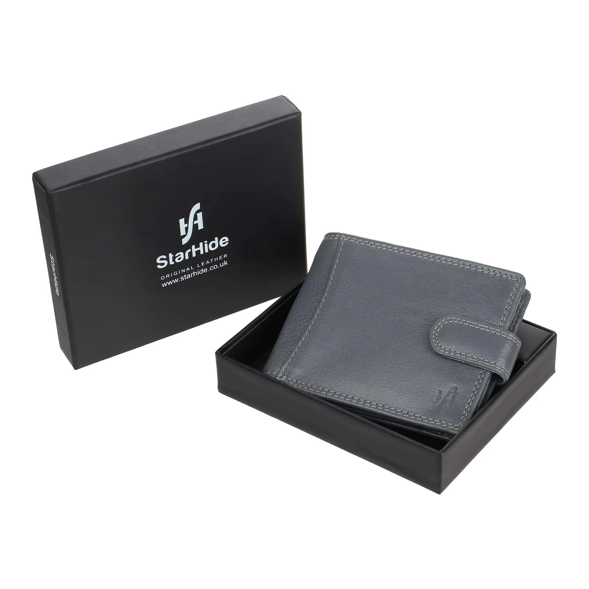 Mens RFID Blocking Tap and Go Wallets Genuine Leather Notecase Wallet Coins and Id Card Holder 730 (Grey)