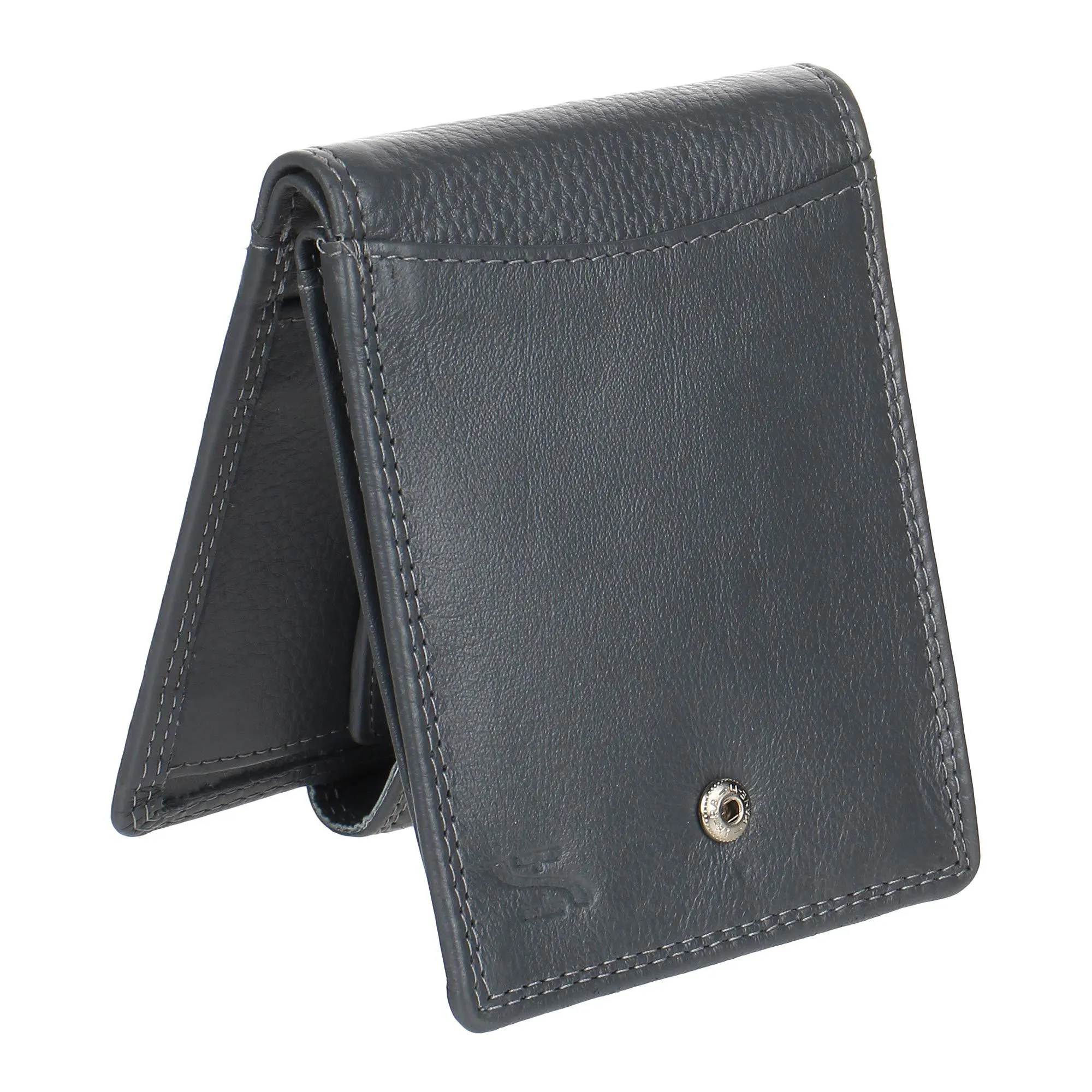Mens RFID Blocking Tap and Go Wallets Genuine Leather Notecase Wallet Coins and Id Card Holder 730 (Grey)