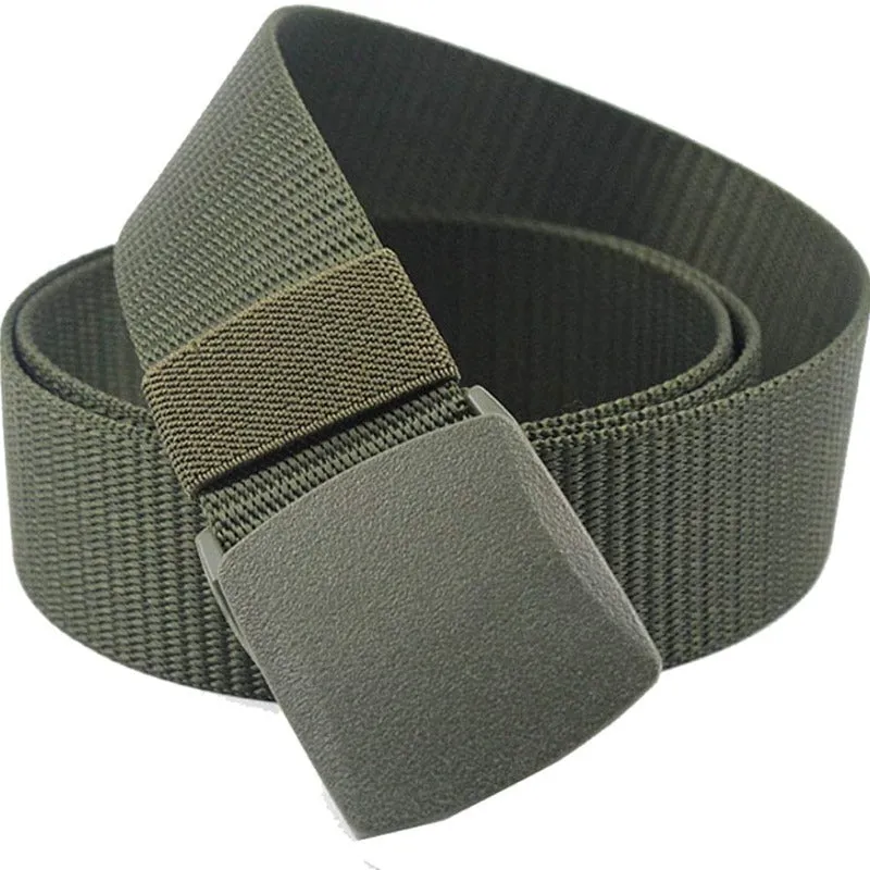 Military Tactical Webbing Non-Metal Belt - Airport Friendly Mens Womens Nylon Belts Plastic Buckle Holster Mate