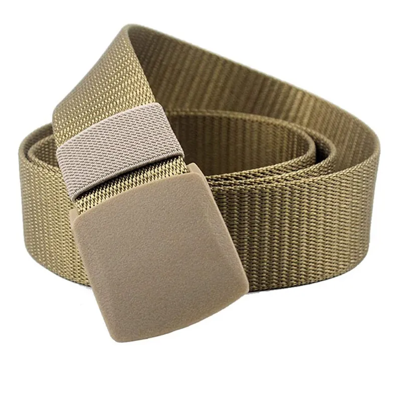 Military Tactical Webbing Non-Metal Belt - Airport Friendly Mens Womens Nylon Belts Plastic Buckle Holster Mate