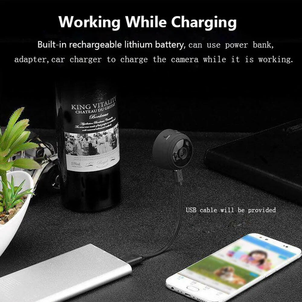 Mini Spy Camera WiFi  1080P 150° Wide-Angle Lens Night Vision Motion Detection Portable Nanny Hidden Cameras with 360° Magnetic Bracket
