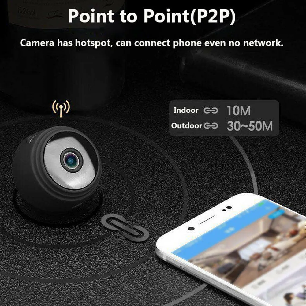 Mini Spy Camera WiFi  1080P 150° Wide-Angle Lens Night Vision Motion Detection Portable Nanny Hidden Cameras with 360° Magnetic Bracket