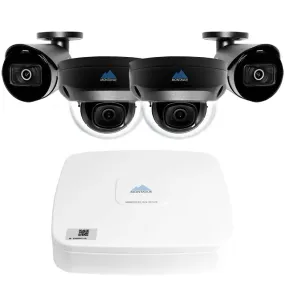 Montavue 4 Channel Security System w/ 2 4MP Vandal Dome Cameras & 2 4MP Bullet cameras