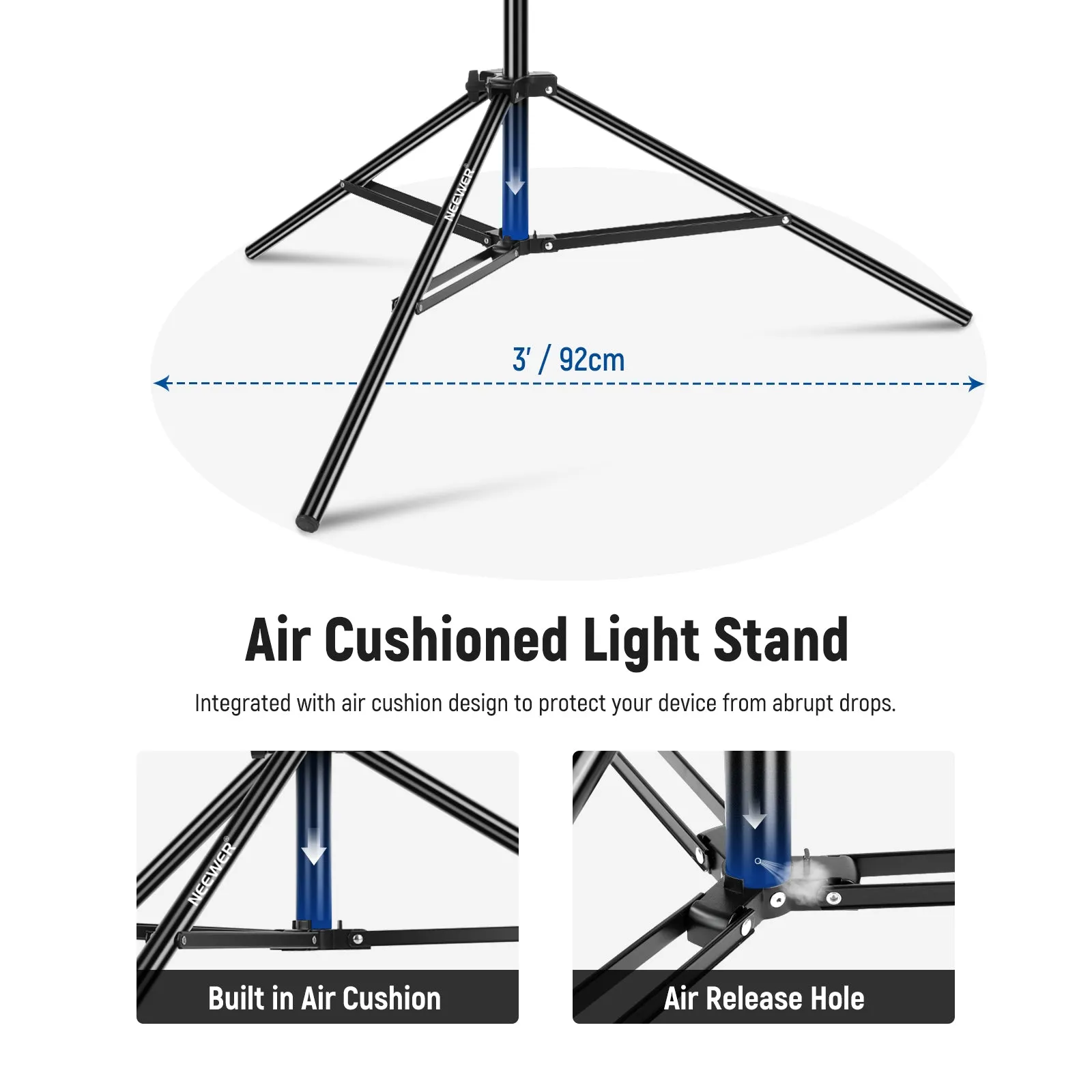 NEEWER 2 Pack Air Cushioned Aluminum Light Stand