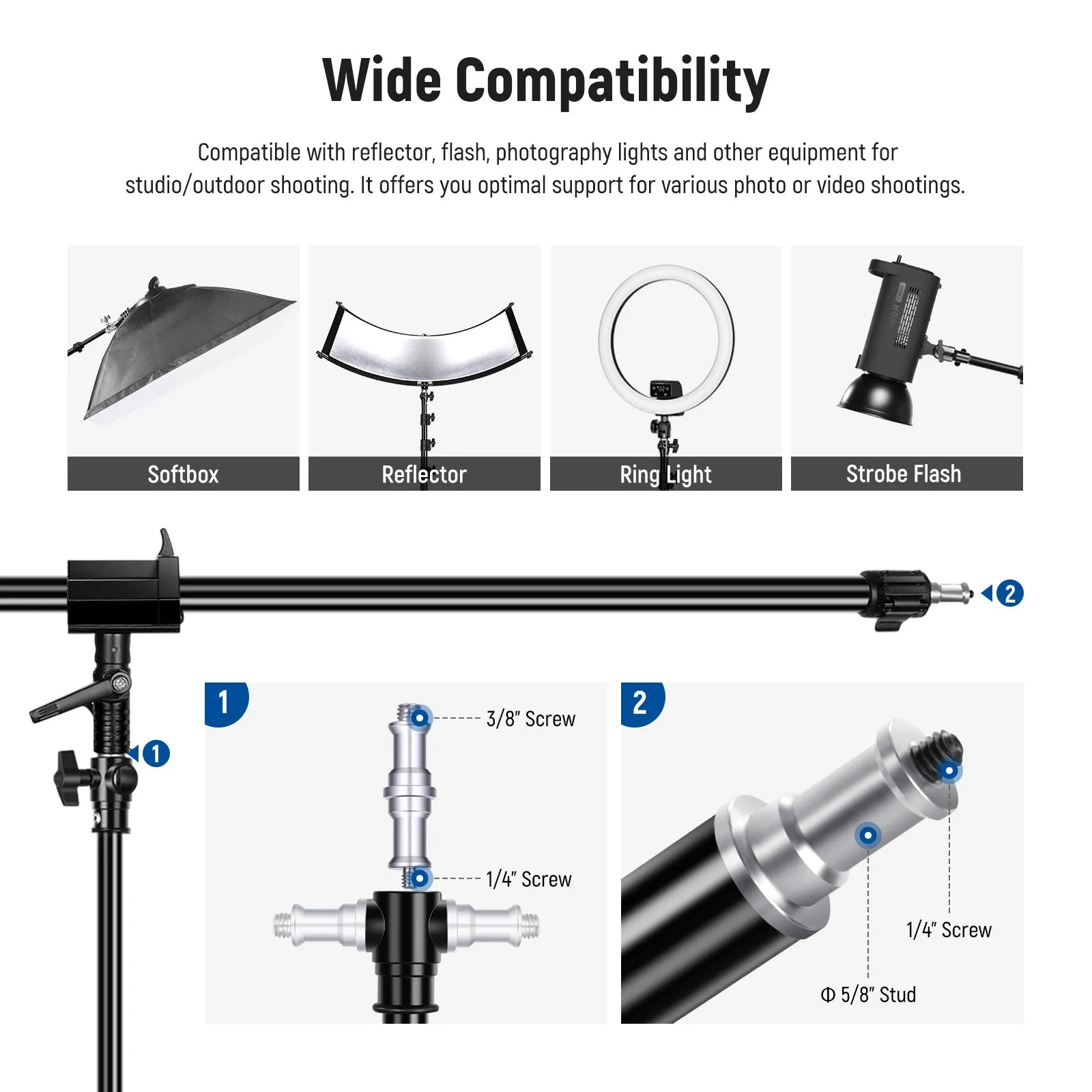 NEEWER 2 Pack Air Cushioned Aluminum Light Stand