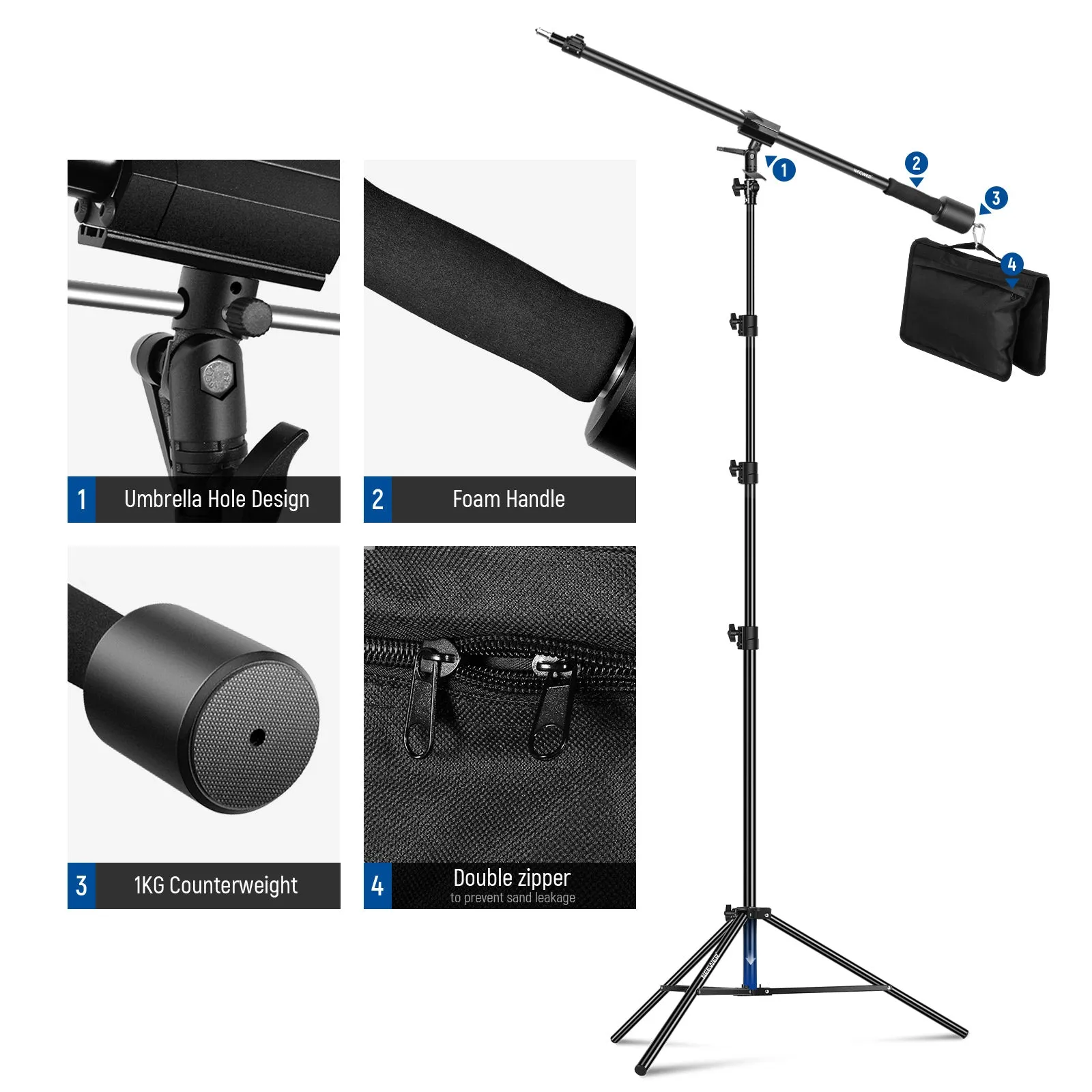 NEEWER 2 Pack Air Cushioned Aluminum Light Stand