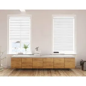 New - 1pc 36"x72" Light Filtering Cordless Zebra Window Shade with Fabric Roller Valance White - Lumi Home Furnishings