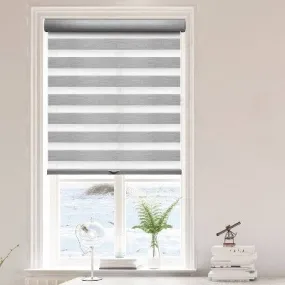 Open Box - 1pc 30"x72" Light Filtering Cordless Roller Zebra Shade Gray - Lumi Home Furnishings