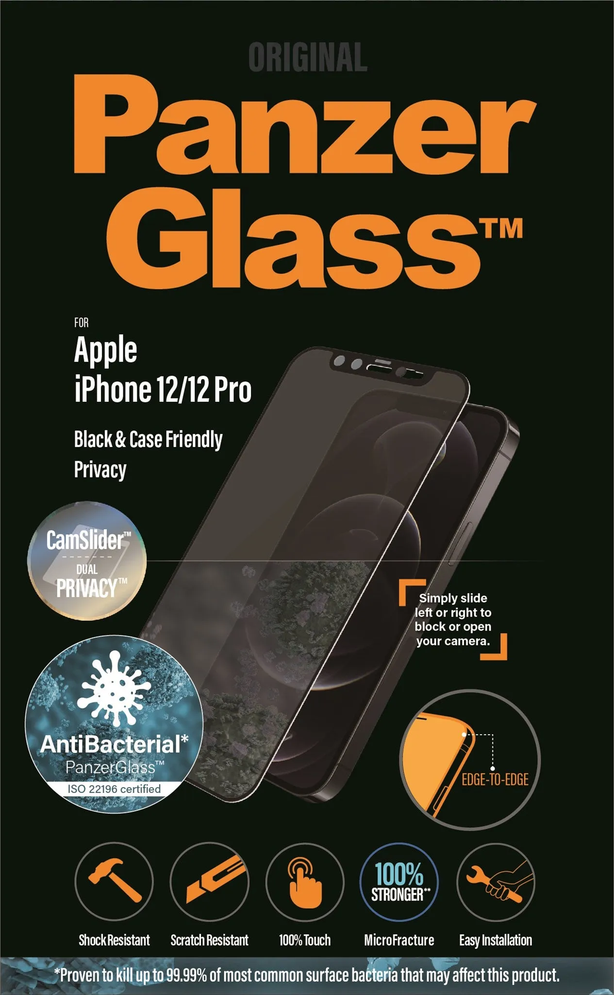 PanzerGlass® CamSlider® Privacy Screen Protector iPhone 12 Pro | Edge-to-Edge