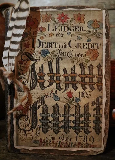 Pennsylvania Dutch Ledger Bird Pen Wipe Inkwell Gathering