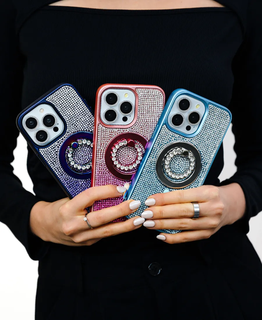 Pink Ombre Crystal Glam MagSafe Phone Case