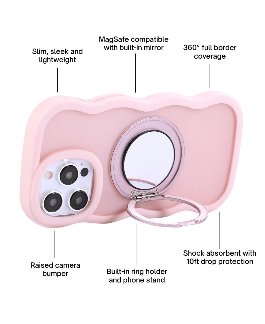 Pink Wavy Mirror MagSafe Phone Case
