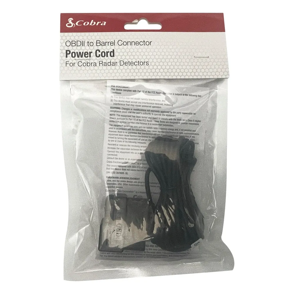Power Cord - OBDII to Barrel Connector