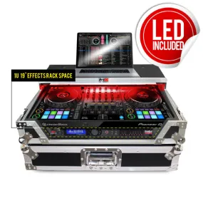 ProX XS-DDJ1000 WLT LED ATA Flight Case for Pioneer DDJ-1000 FLX6 SX3 DJ Controller with Laptop Shelf 1U Rack Space Wheels and LED