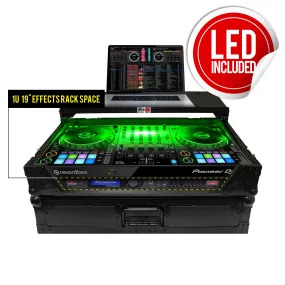 ProX XS-DDJ1000 WLTBL LED ATA Flight Case for Pioneer DDJ-1000 FLX6 SX3 DJ Controller with Laptop Shelf 1U Rack Space Wheels and LED - Black