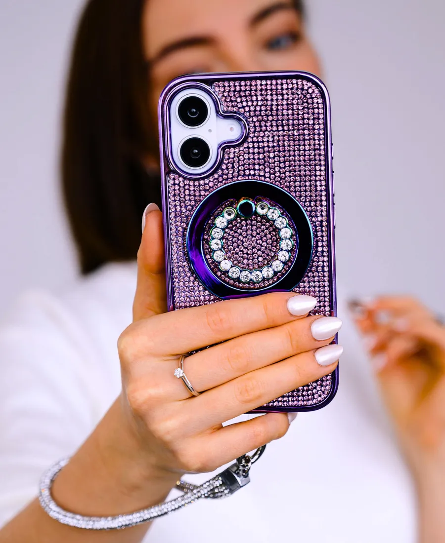 Purple Crystal Glam MagSafe Phone Case
