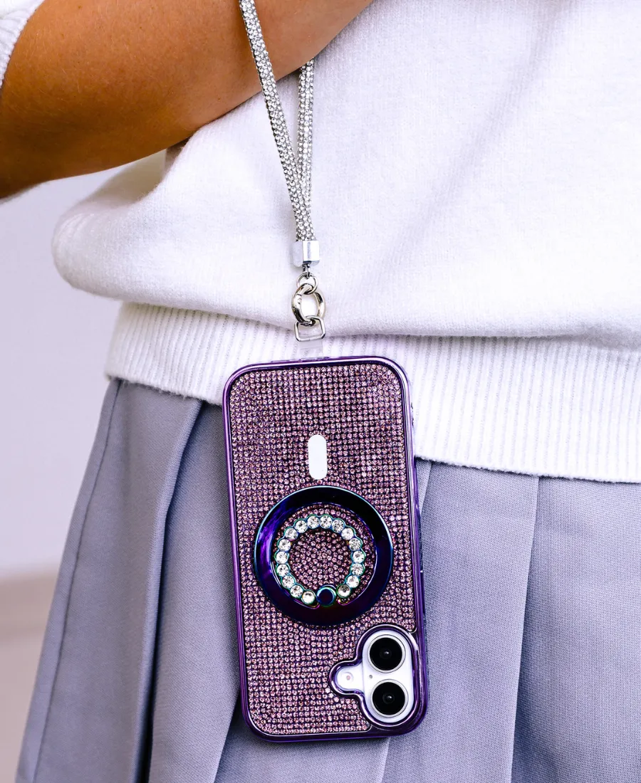 Purple Crystal Glam MagSafe Phone Case