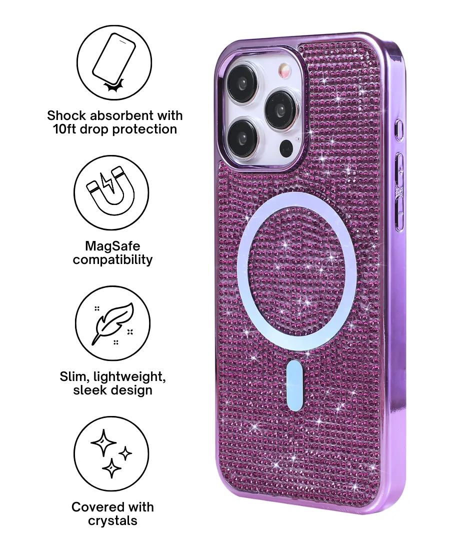 Purple Crystal Glam MagSafe Phone Case