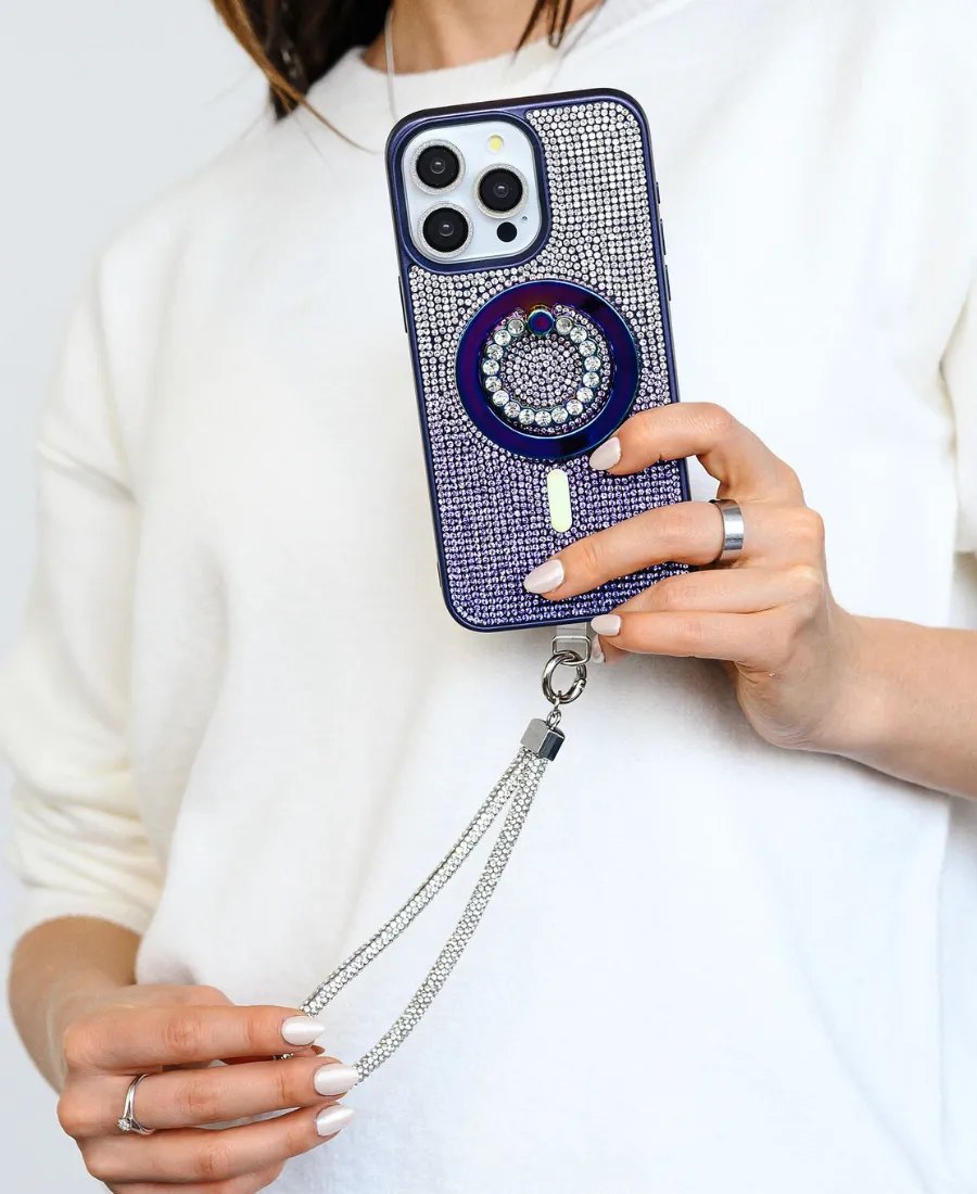 Purple Ombre Crystal Glam MagSafe Phone Case