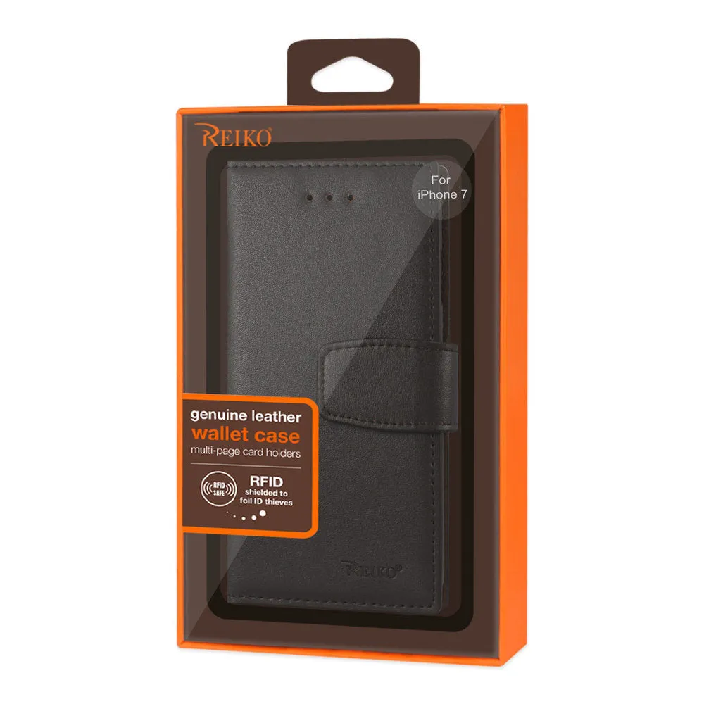 Reiko REIKO IPHONE 7 GENUINE LEATHER WALLET CASE WITH RFID CARD PROTECTION IN UMBER