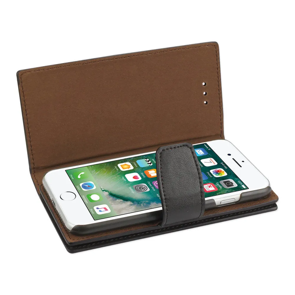 Reiko REIKO IPHONE 7 GENUINE LEATHER WALLET CASE WITH RFID CARD PROTECTION IN UMBER
