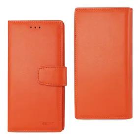 Reiko REIKO IPHONE 7 PLUS GENUINE LEATHER WALLET CASE WITH RFID CARD PROTECTION IN TANGERINE