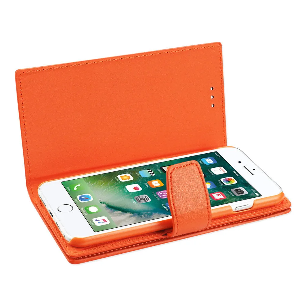 Reiko REIKO IPHONE 7 PLUS GENUINE LEATHER WALLET CASE WITH RFID CARD PROTECTION IN TANGERINE
