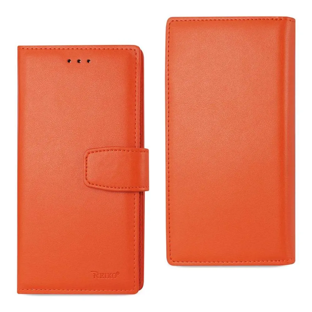 Reiko REIKO IPHONE 7 PLUS GENUINE LEATHER WALLET CASE WITH RFID CARD PROTECTION IN TANGERINE