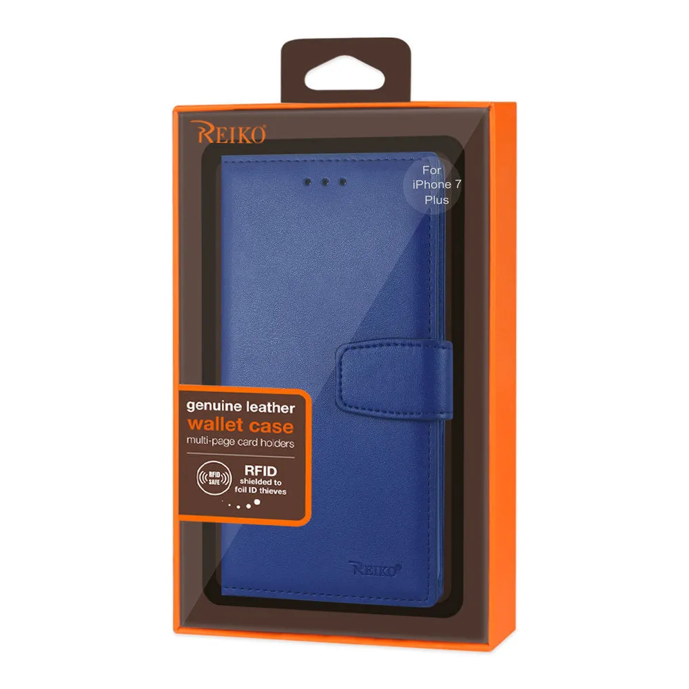 Reiko REIKO IPHONE 7 PLUS GENUINE LEATHER WALLET CASE WITH RFID CARD PROTECTION IN ULTRAMARINE