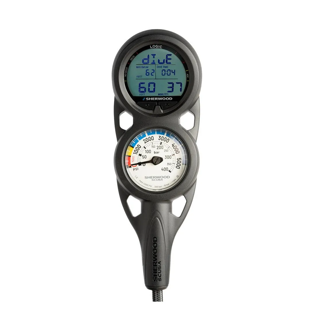 Sherwood Logic Nitrox Computer Navigational Console With Pressure Gauge and Compass (Flex Hose)