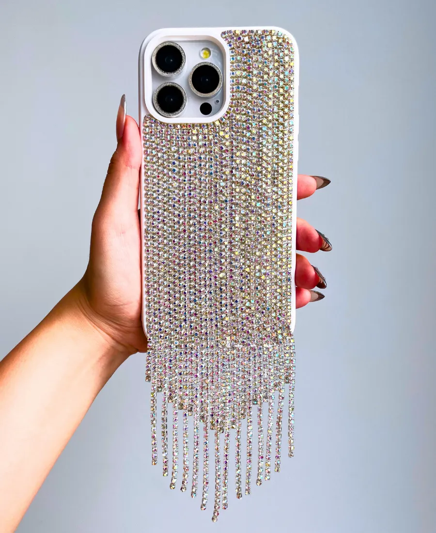 Silver Cascading Crystal Phone Case