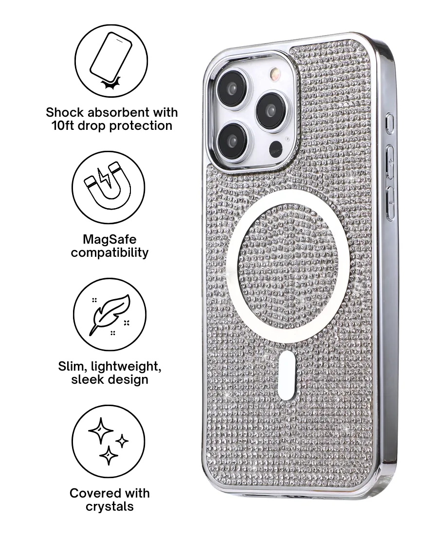Silver Crystal Glam MagSafe Phone Case