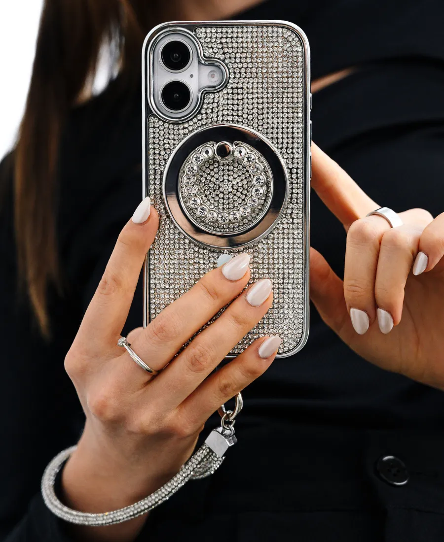 Silver Crystal Glam MagSafe Phone Case