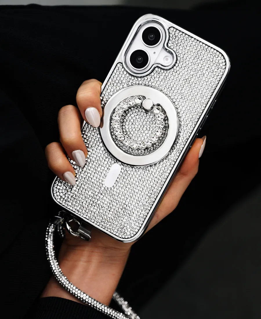 Silver Crystal Glam MagSafe Phone Case