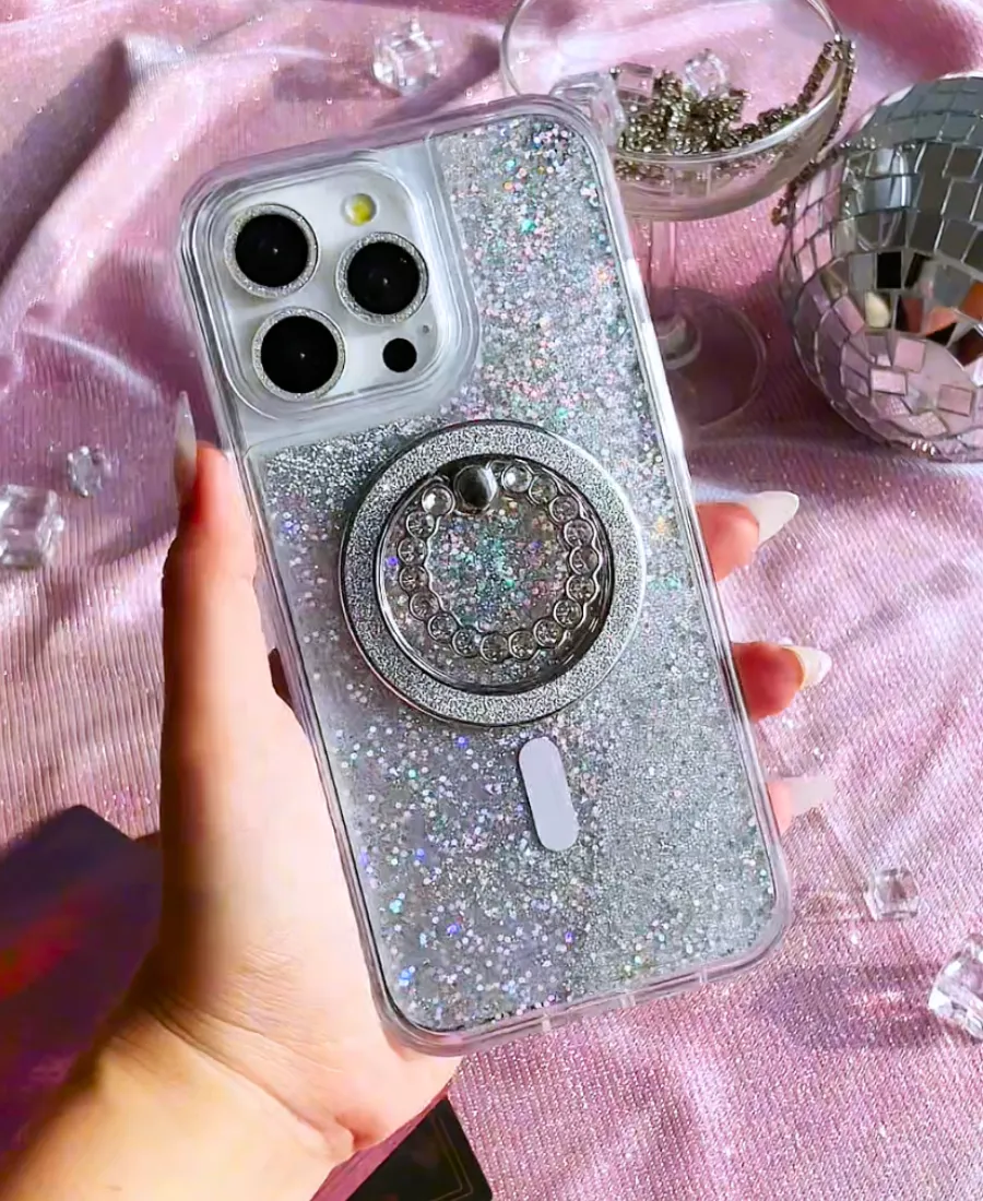 Silver Holo Glitter MagSafe Phone Case
