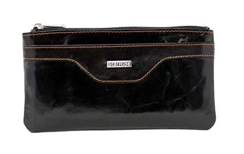 STARHIDE Women RFID Blocking Slim Money Pouch Genuine Leather Card Holder Zipper Purse 640