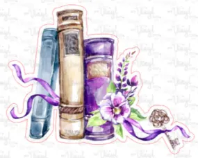 Sticker | 13F | Purple Books | Waterproof Vinyl Sticker | White | Clear | Permanent | Removable | Window Cling | Glitter | Holographic
