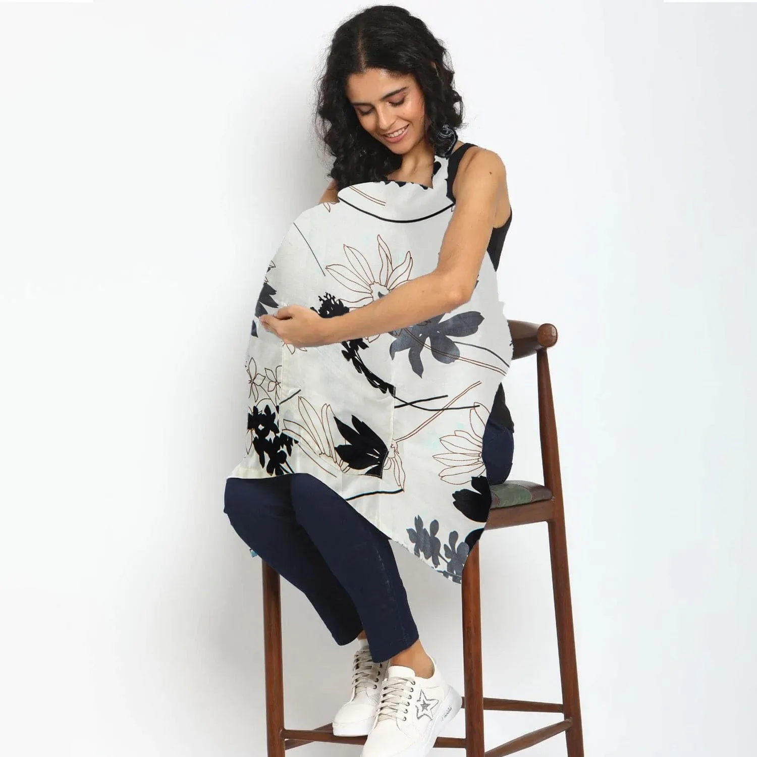 Sunflower Cotton Breastfeeding Infant Nursing Cover Cream