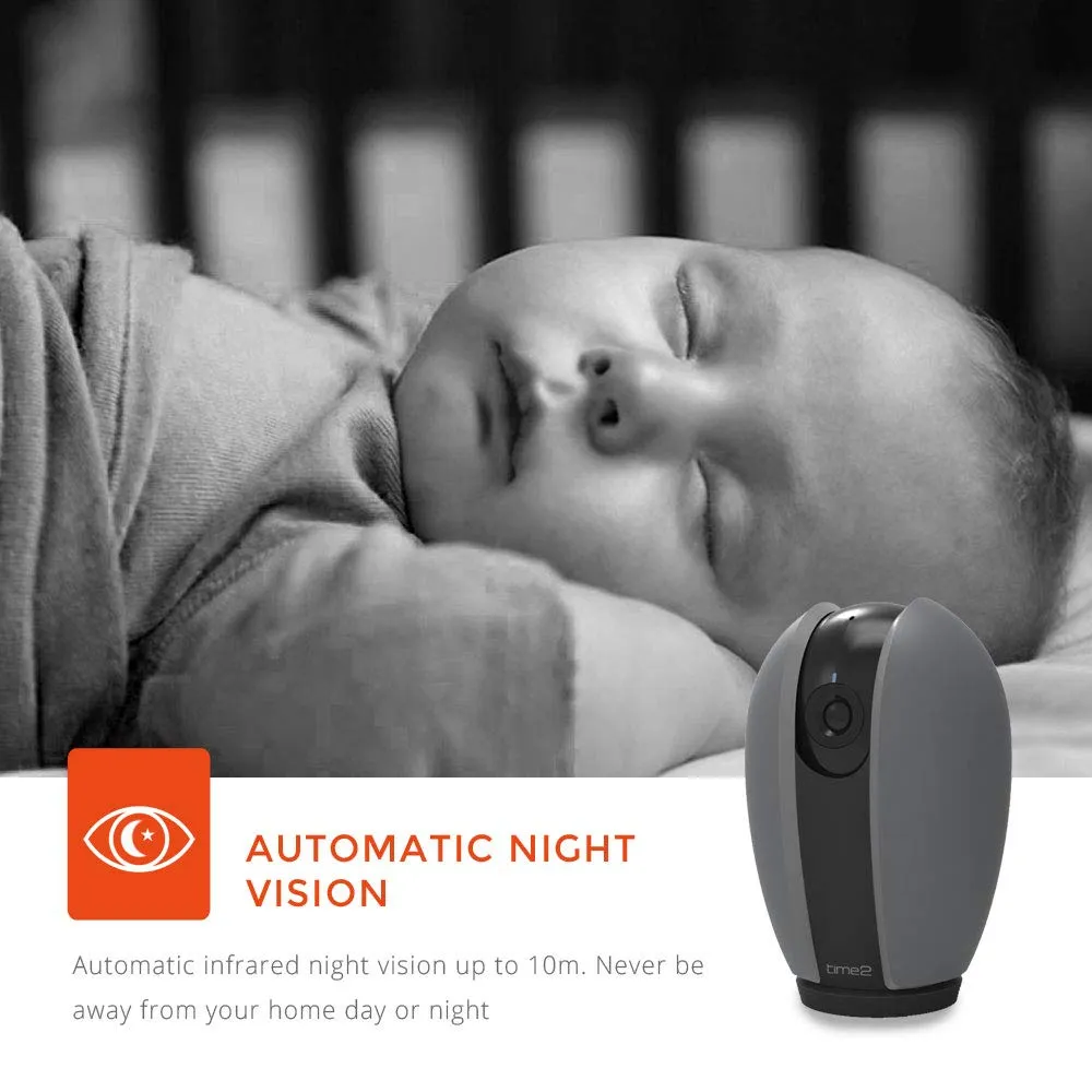 Time2 WiFi Home Indoor Security Rotating Camera, 1080p Full HD Wireless IP Camera with Night Vision, Motion & Sound Detection, Two Way Audio, Pan Tilt Zoom, Alexa Support - Baby Elder Pet Monitor