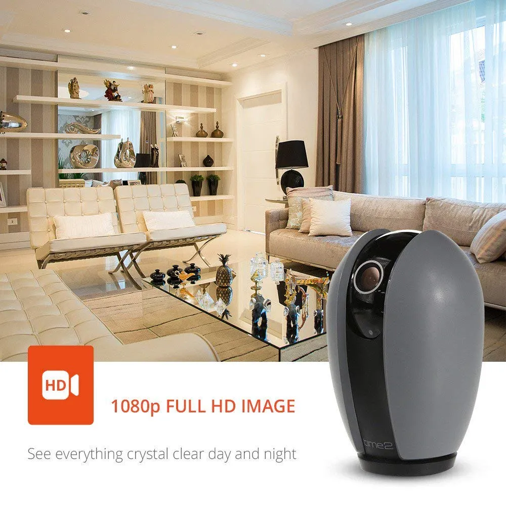 Time2 WiFi Home Indoor Security Rotating Camera, 1080p Full HD Wireless IP Camera with Night Vision, Motion & Sound Detection, Two Way Audio, Pan Tilt Zoom, Alexa Support - Baby Elder Pet Monitor