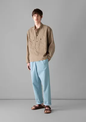 Toast | ARCHIVE Half placket stripe workwear shirt | Ecru Brown