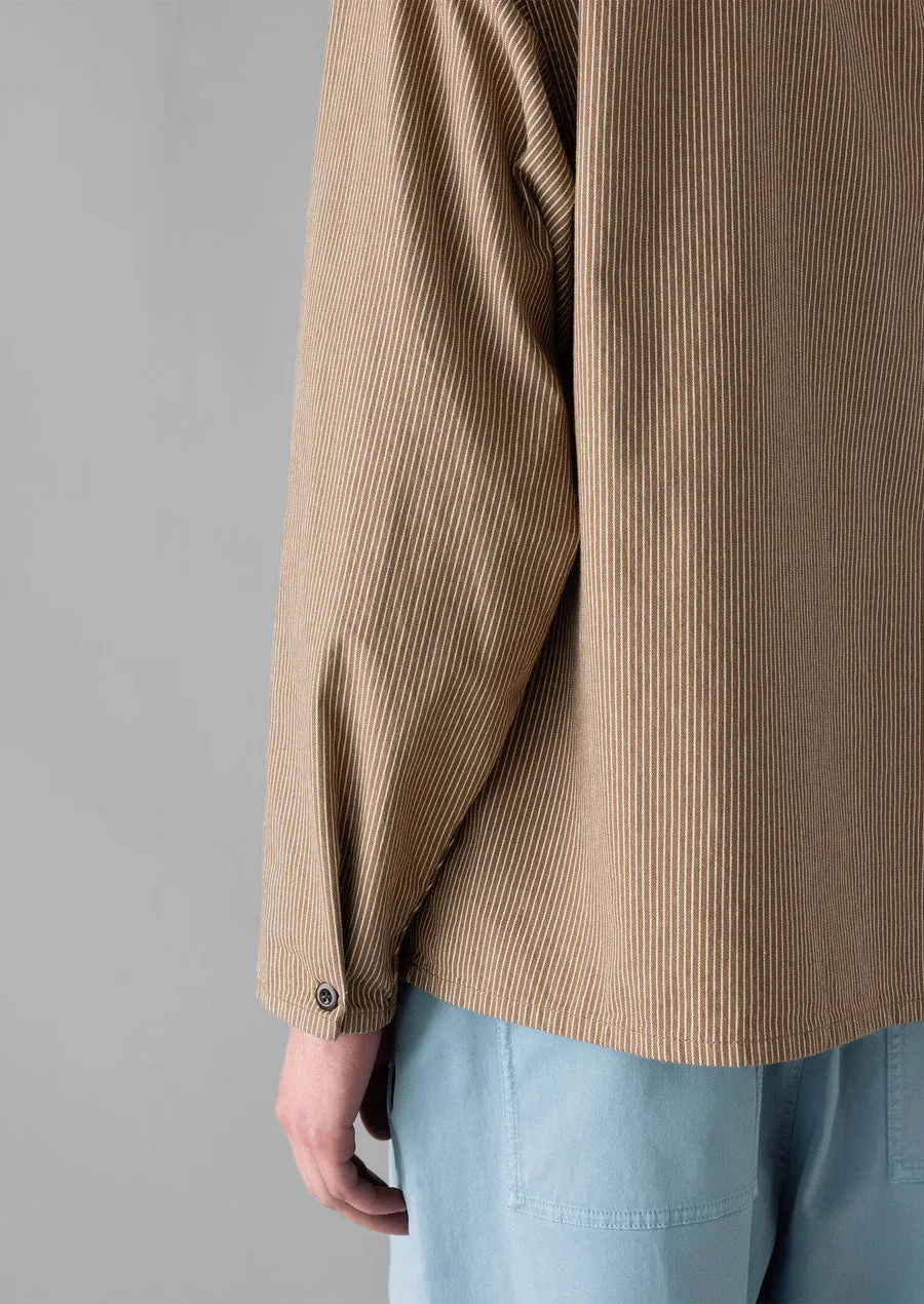 Toast | ARCHIVE Half placket stripe workwear shirt | Ecru Brown