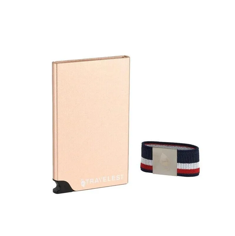 Travelest Rfid Blocking Pop Up Aluminum Card Holder With Money Holder
