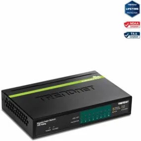 TRENDnet 8-Port GREENnet Gigabit PoE  Switch, Supports PoE And PoE  Devices, 61W PoE Budget, 16Gbps Switching Capacity, Data & Power Via Ethernet To PoE Access Points & IP Cameras, Black, TPE-TG82G
