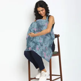 Tropical Cotton Breastfeeding Infant Nursing Cover Grey