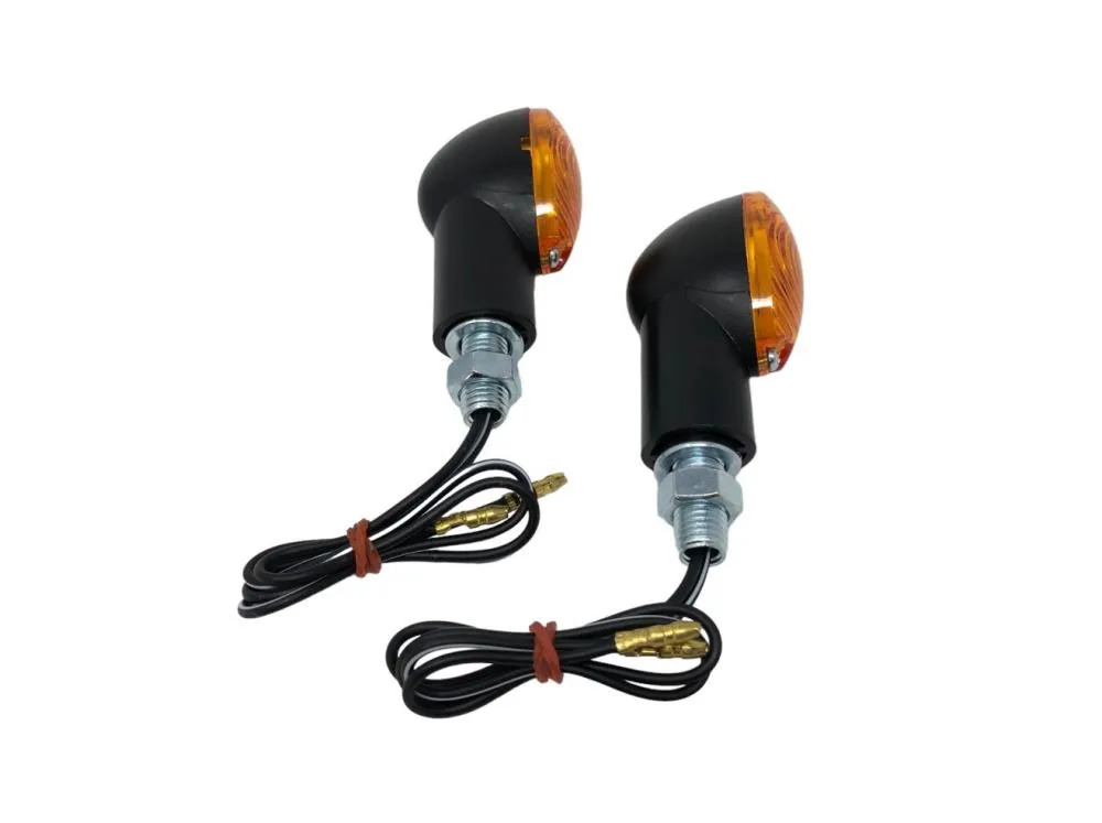Turn Signal Set (2) Medium Cateye - Black - Highway Hawk H68-5062